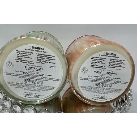 Bundle of 2 Bath & Body Works Flower Cart & Spring Clementine Glass Lid Candles - Picture 5 of 5